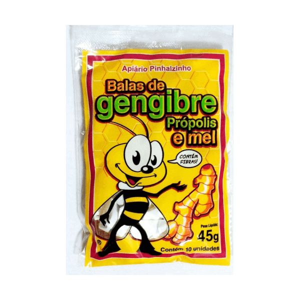 BALA DE GENGIBRE COM MEL E PROPOLIS PINHALZINHO 45G