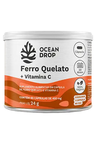 FERRO QUELATO E VITAMINA C 60 CAPSULAS 500MG OCEAN DROP