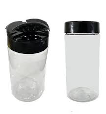 POTE REDONDO PLASTICO 400ML COM TAMPA PRETA TRIPARTIDA 6 X 14CM