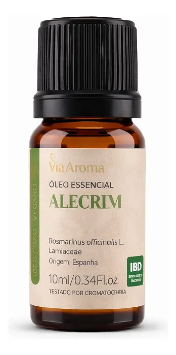 OLEO ESSENCIAL ALECRIM ESPANHA 10ML VIA AROMA ROSMARINUS OFFICINALIS