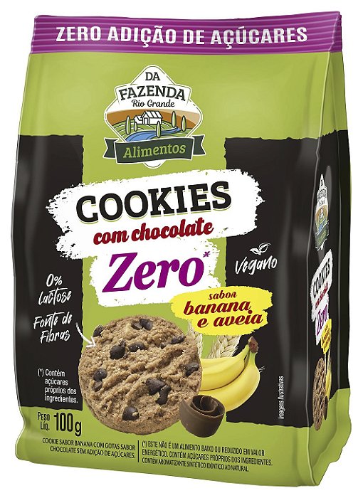 COOKIES COM CHOCOLATE ZERO 100G DA FAZENDA