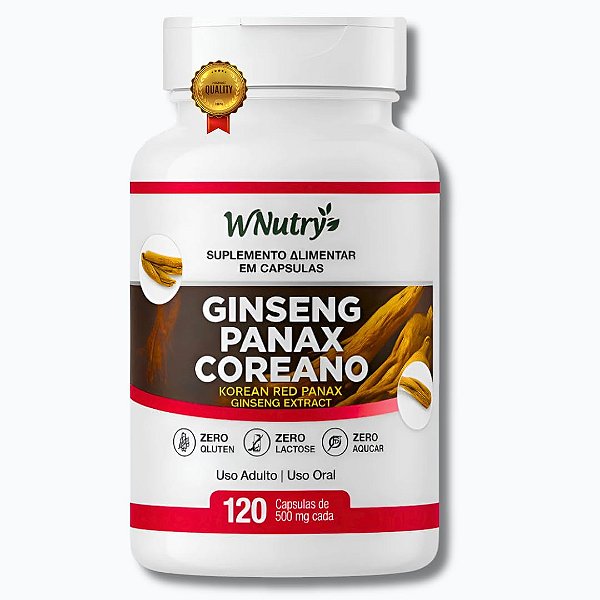 GINSENG PANAX COREANO 120 CAPSULAS 500MG  W NUTRY
