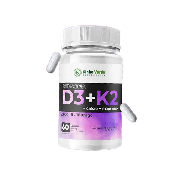 VITAMINA K2 E D3 60 CAPSULAS 500MG NINHO VERDE
