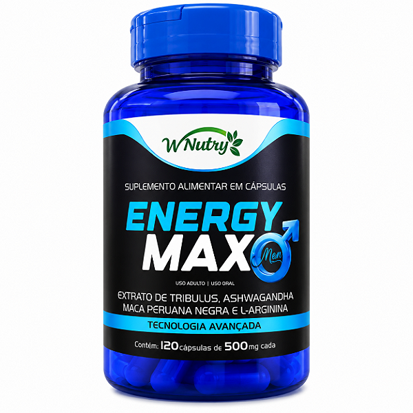 ENERGY MAX ARGININA MACA PERUANA TRIBULUS ASWAGANDHA 120 CAPSULAS 500MG WNUTRY