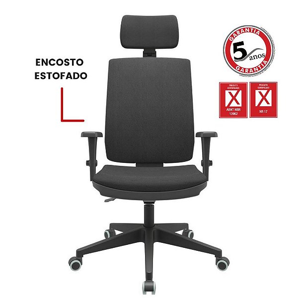 Cadeira Brizza Presidente Soft com Apoio De Cabeça, BackPlax Plus e Base Piramidal - Plaxmetal