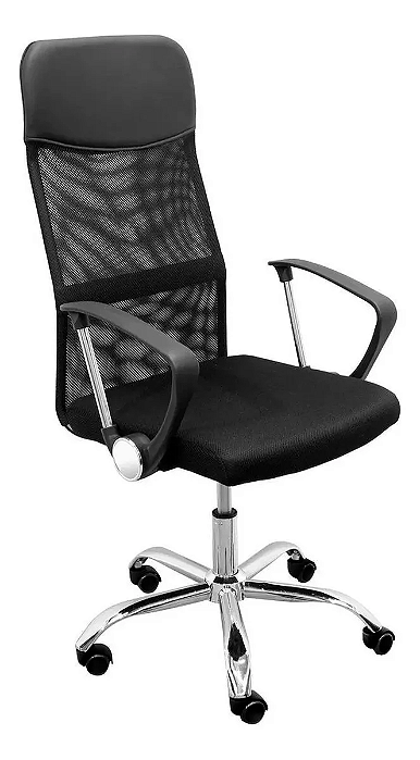 Cadeira Presidente Bulk Modelo 10109 Encosto Tela Base Cromada