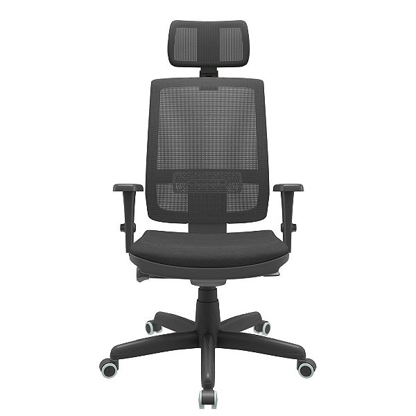 Cadeira Presidente Brizza Tela - Autocompensador Syncron - Base Standard - Braços 3D PP - Plaxmetal