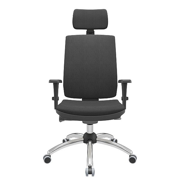 Cadeira Presidente Brizza Soft - Braços 3D PP - Autocompensador Slider - Base Cromada - Plaxmetal