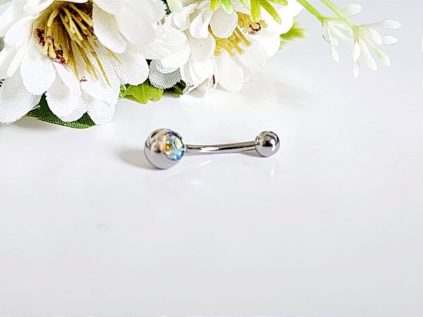 Piercing de Umbigo Bolinha Furta-cor, Aço Inoxidável