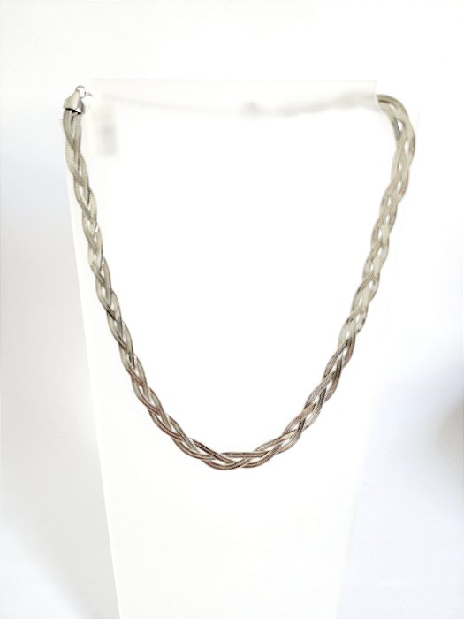 Chocker Três Fios Trançada em Aço Inoxidável