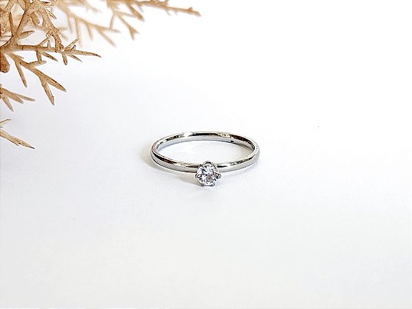 Anel Solitário Fino em Aço Inoxidável