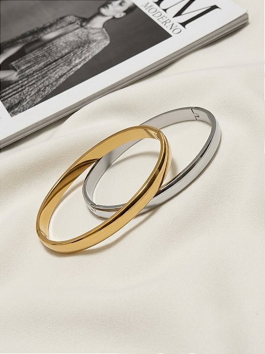 Bracelete Liso Abaulado em Aço Inoxidável