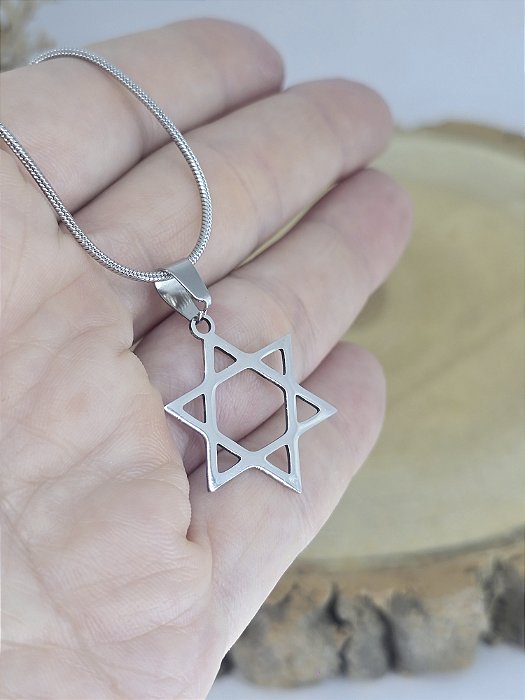 Colar Estrela de Davi em Aço Inoxidável