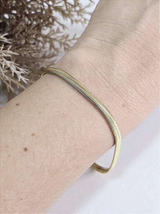 Pulseira Lacraia em Aço Banhada a Ouro