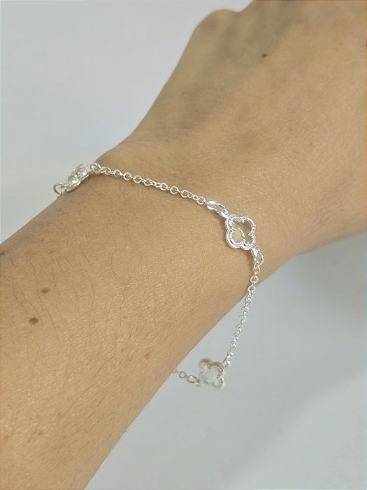 Pulseira Três Trevos de Cristal em Prata 925