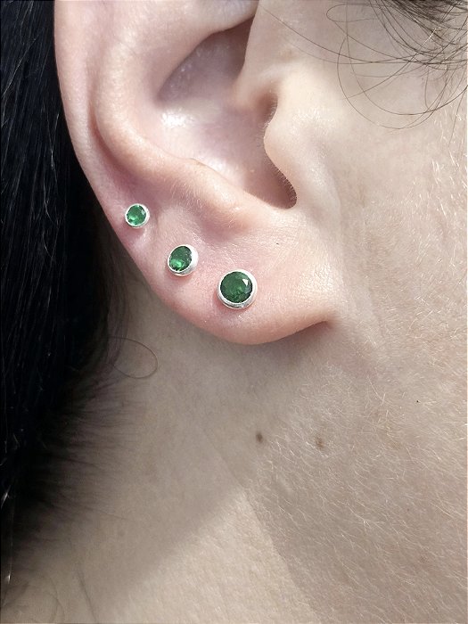 Trio Pontos de Luz Coloridos, Cravação Inglesa em Prata 925