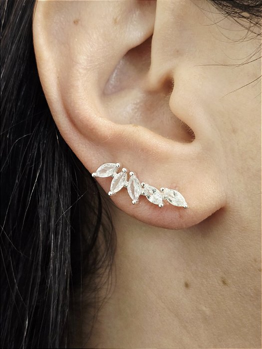 Brinco Ear Cuf Navetes de Zircônia em Prata 925