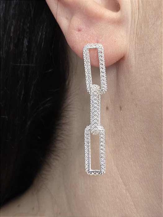 Brinco Retângulos Articulados em Prata 925