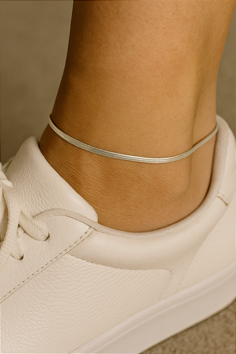 Tornozeleira Laminada em Prata 925