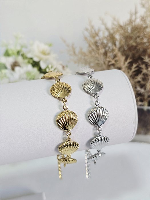 Pulseira Conchas em Aço