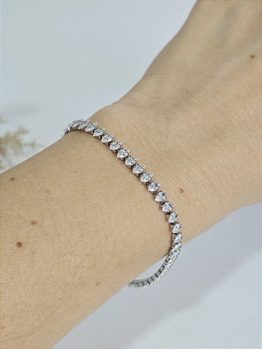 Pulseira Riviera Lapidação Navete em Aço Inoxidável