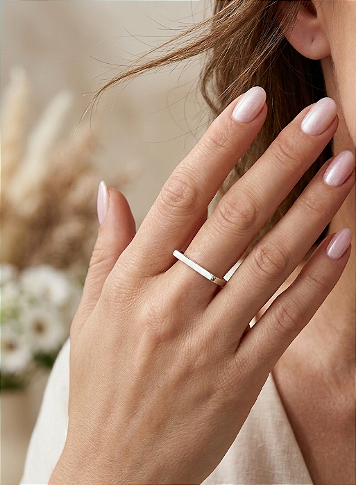 Anel Quadrado Minimalista em Prata 925