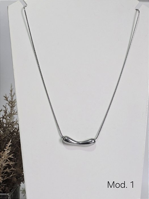 Colar Bean Minimalista em Aço Inoxidável