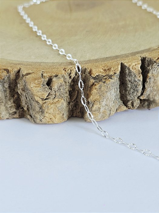 Colar Elos Ovais Texturizados em Prata 925