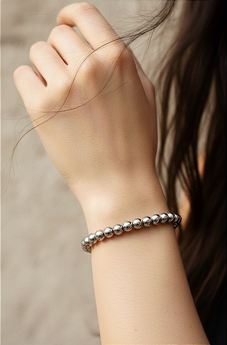 Pulseira de Bolinhas em Aço Inoxidável