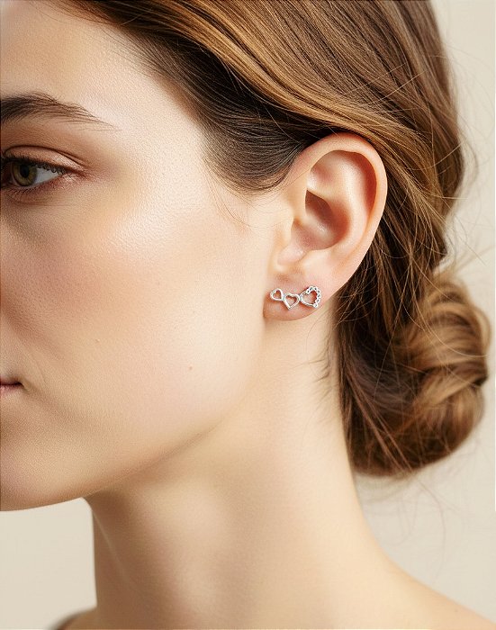 Brinco Coração Triplo em Prata 925