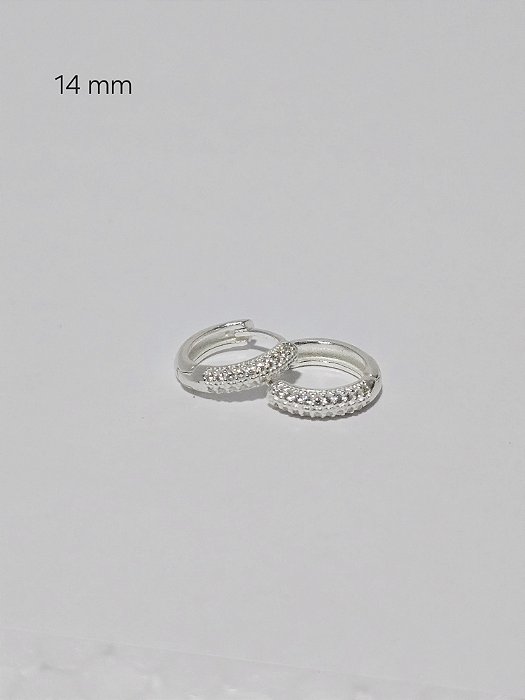 Brinco Argolinha Click Cravejada em Prata 925