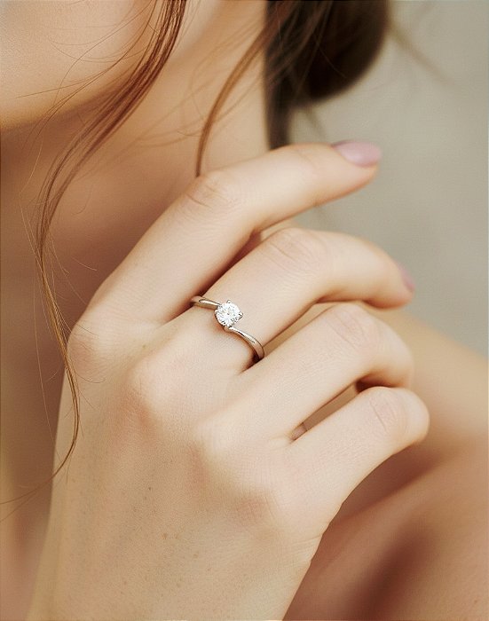 Anel Solitário Clássico em Aço Inoxidável