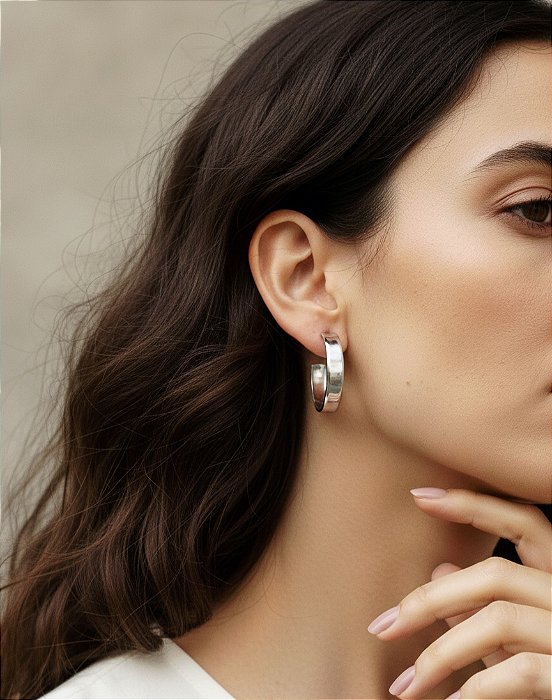 Argola Larga Estilo Bold em Aço Inoxidável