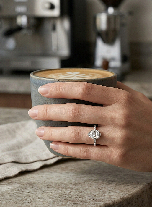 Anel Gota Cravejada Real em Prata 925