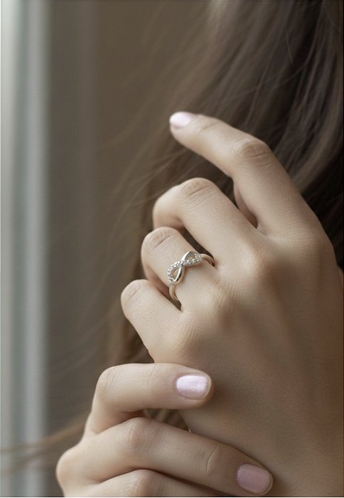 Anel Infinito Cravejado Prata 925