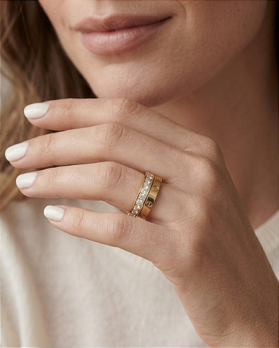 Duo de Anéis Zircônia Inox