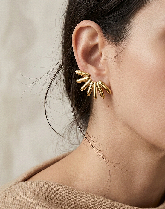 Brinco Ear Jacket Sol de Ouro