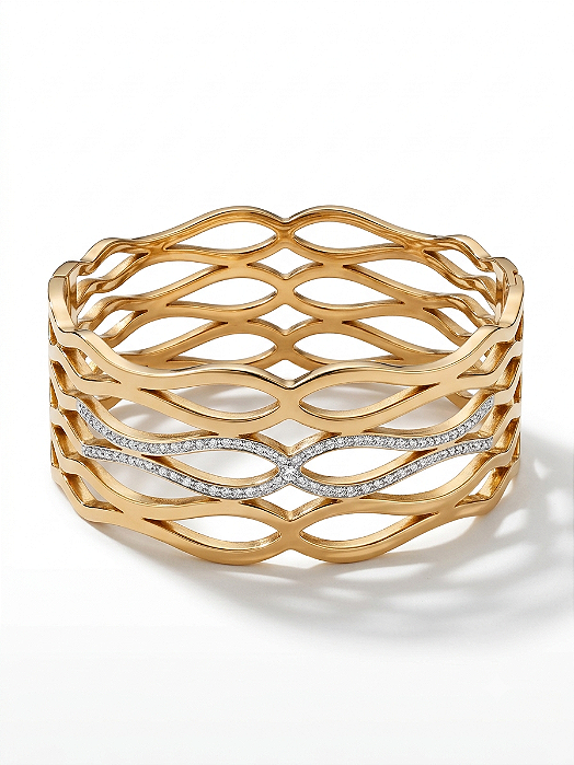 Bracelete Largo Vazado Cravejado – Dourado ou Prateado
