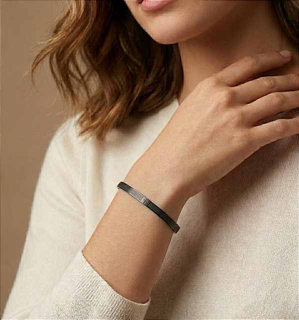 Bracelete Pai Nosso em Banho de Ródio Negro