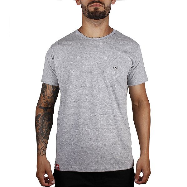 Camiseta Masculina Básica Cinza Mescla Adrenalina