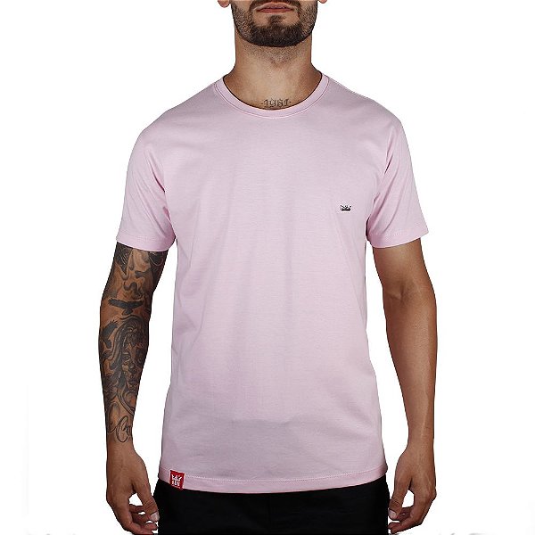 Camiseta Masculina Básica Rosa Bebê Adrenalina