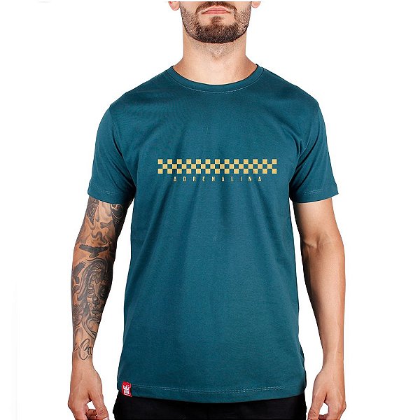 Camiseta Masculina Skate Verde Militar Adrenalina