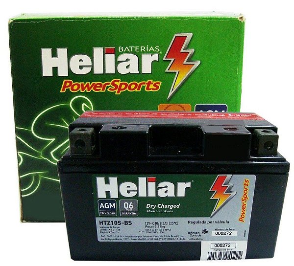 Bateria Heliar HTZ10S CB500 CBR600 CB1000R MT07 R1 S1000RR