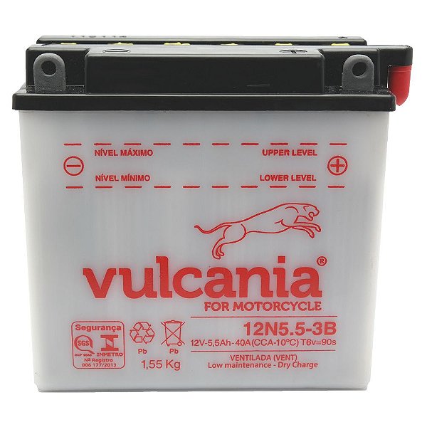 Bateria Vulcania 12N5.5-3B 5,5Ah YBR 125 RDZ 125 135 RD 350