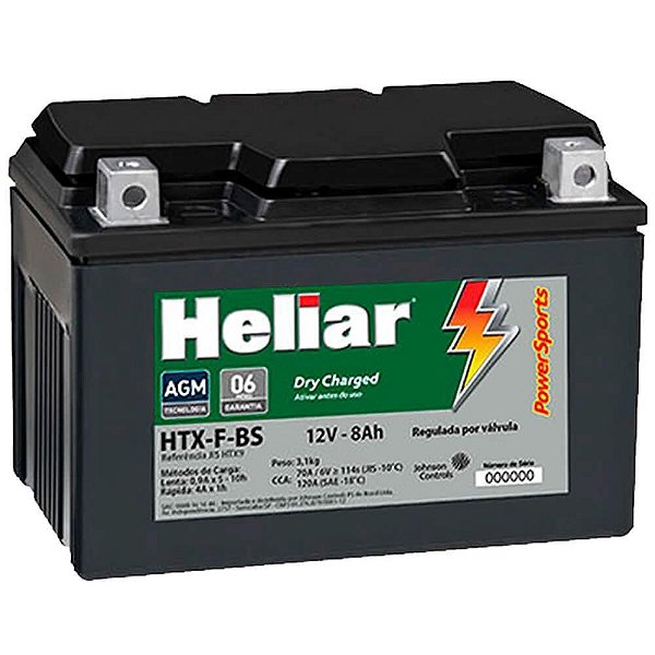 Bateria Heliar HTX9-BS 8Ah Burgman 400 CB500 XT 600 Shadow