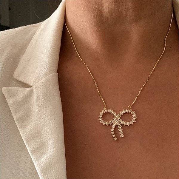 Colar Laço com zircônia