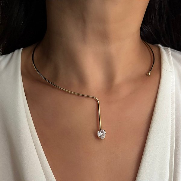 Choker Ajustável com Gota em Zircônia