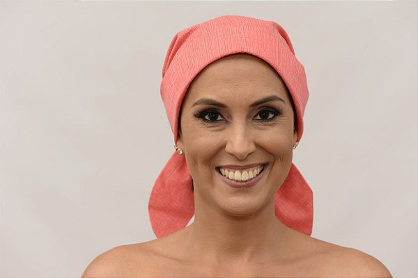 Lenço Quimioterapia Chapéu Rosa Riscadinho