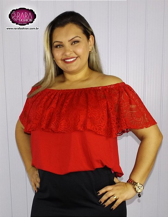 Blusa Cigana com Renda Plus Size - Moda Feminina Plus Size do tamanho 52 ao  66 .