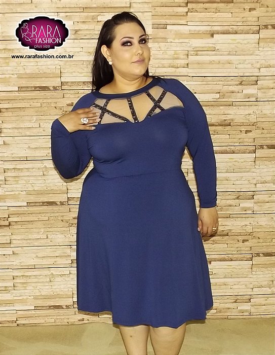 vestidos plus size azul